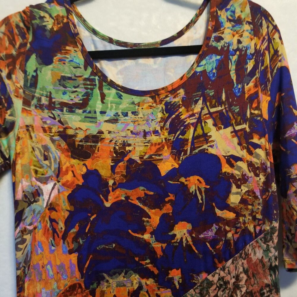 Soft Surroundings S Dress Estelle Maxi Stretch Tropical Boho Patchwork Office - Picture 3 of 8